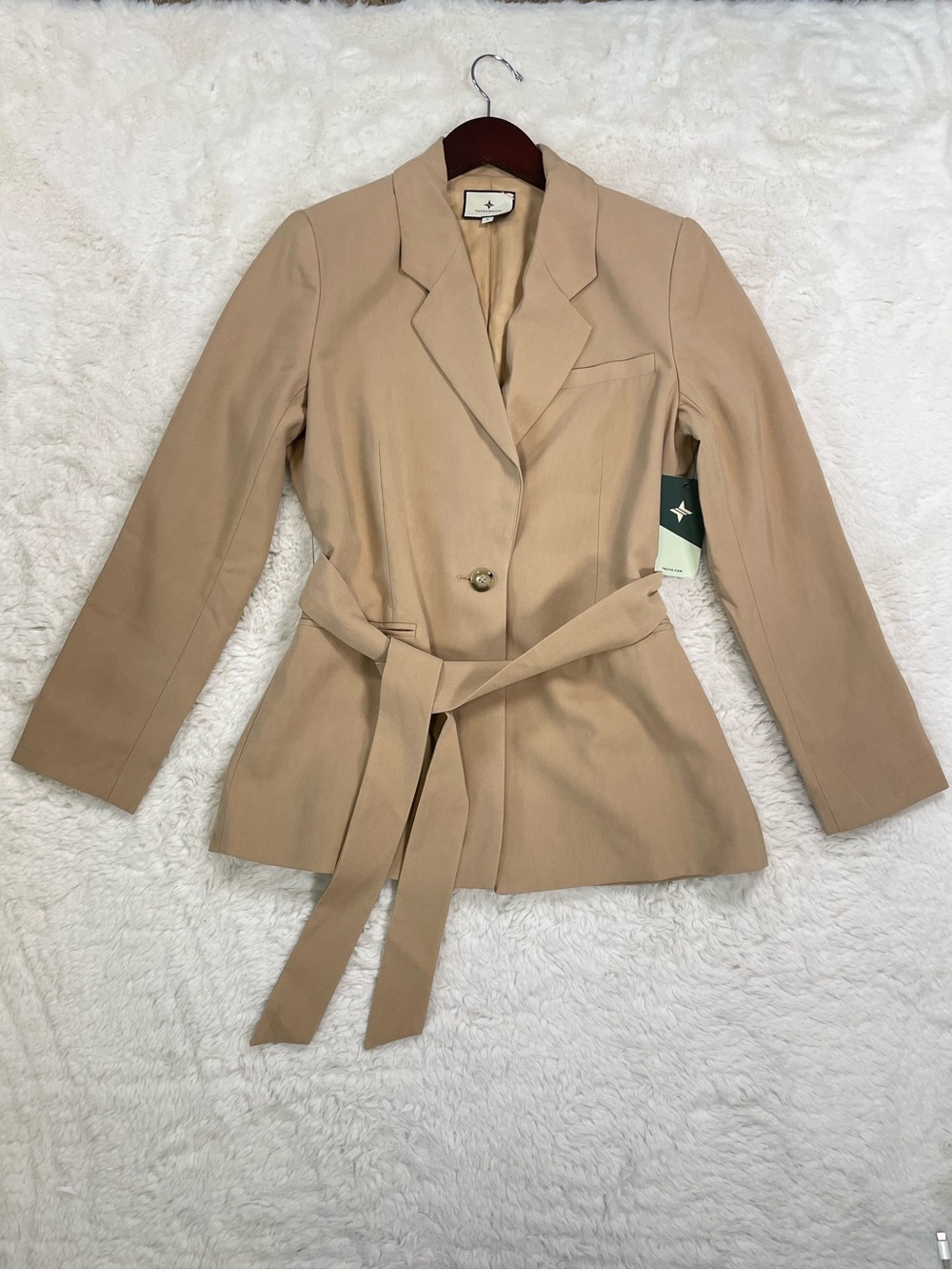 Tuckernuck Minimalist Camel Tan Belted Blazer, Size Small,